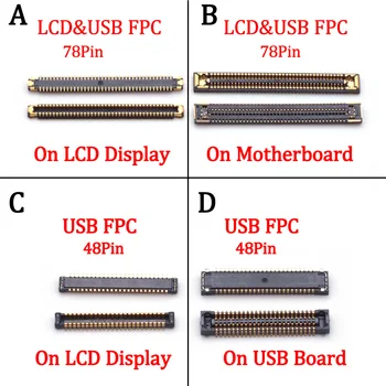 5 x Pantalla LCD de Pantalla FPC Conector Para Samsung Galaxy A12 A125 A125F M12 M127 M127F USB Cargador de Contacto de Carga De 48 78 Pin