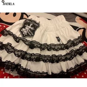 Harajuku Gótico Niñas Y2K Falda de las Mujeres Punk Chica de Encaje Cansado de la Torta de Faldas AFC2043