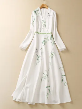 X03587 Nuevas de Alta calidad de la Moda de las Mujeres de 2023 primavera Vestido de Lujo de la famosa Marca Europea de Diseño de fiesta vestido de estilo