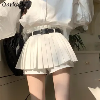 Faldas plisadas de las Mujeres de Cintura Alta Señoras de Oficina Mini Chic de Verano de Estilo coreano de la Moda de Todos los Sólidos partido Preppy Casual Temperamento