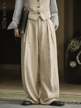 [LANMREM] Versión coreana de Alta la Ropa de la Cintura Ancho de Pierna de los Pantalones Para las Mujeres de la Moda Recta Streetwear los Pantalones Femeninos 2023 Otoño Nuevo de 2