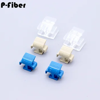 50pcs LC dúplex clip de fibra óptica del conector LCAPC SM MM, azul, gris, transparente parte de FTTH puente de kits