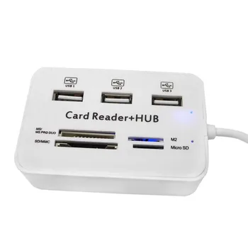 Hub USB 2.0 De 3 Puertos Con Lector de Tarjetas USB Hub 2.0 480Mbps Combo De MS/M2/SD/MMC/TF Para PC Portátil Lector de Tarjetas