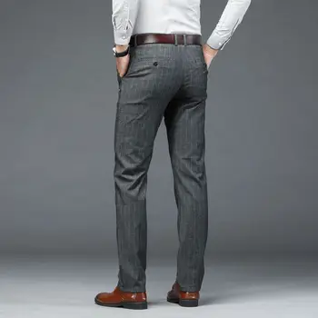 2023 Hombres de Negocios Formal, Pantalones Casual, Traje de Pantalón para Hombre de la Ropa Holgada de la Raya Clásico Pantalón de Vestir para el Trabajo Diario de la Boda A41