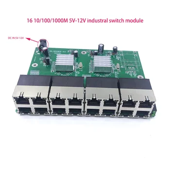 1000M conmutador no administrado 16port 10/100/1000M conmutador Ethernet industrial módulo de PCBA de la placa OEM Auto-detección de Puertos