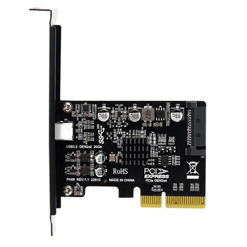Escritorio PCIe X4 a Tipo C USB3.2 Gen2X2 20Gbps de la Unidad Libre de la Tarjeta Vertical de Expansión ASM3242 Tarjeta Controladora de Host