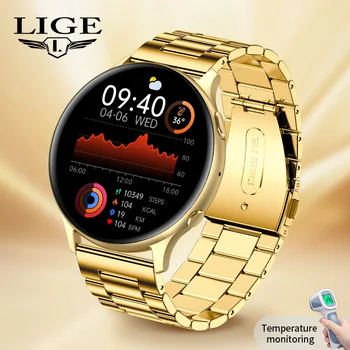 LIGE Llamada Bluetooth Inteligente Reloj Para los Hombres Smartwatch de las Mujeres de Detección de Temperatura Reloj AI Asistente de Voz Sport Fitness Reproducir Música