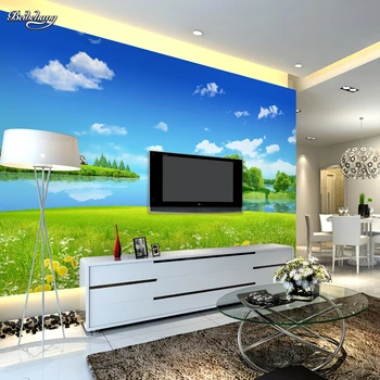 beibehang fondo de pantalla de TV telón de fondo fondo de pantalla en 3d estéreo perfecta hierba lago dormitorio mural sofá papel de parede para quarto
