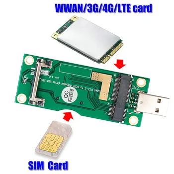 Mini PCI-E WWAN a USB 2.0 Adaptador de la Tarjeta con la Tarjeta SIM de 8 pines de la Ranura para WWAN/LTE Módulo 3G/4G Mini Wireless PCI-E para el Adaptador USB