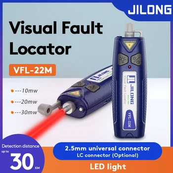 JILONG FTTH VFL Fibra Óptica 3A Láser Mini Localizador Visual de Fallos 650nm Con Luz LED de 10 mw 20 mw 30 mw de Hasta 30 km