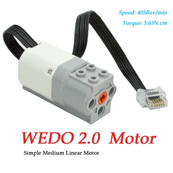 Motor Eléctrico Medio Lineal PF Modelo de Conjuntos de Bloques de Construcción Compatible con Wedo 45300 Hub y WeDo 2.0 Software 45303 Leduo