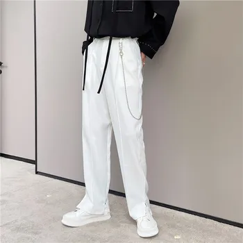 Hombres Pantalones Casuales Pantalones Fina Y Transpirable Versión coreana de Slim Amplia Pierna Casual Clásico en el Hogar Confortable Pantalones B19