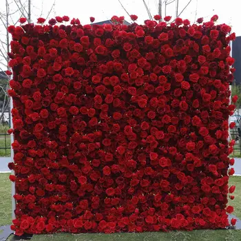 TONGFENG Rojo 4ft*8 pies 5D Rollo de la Boda de Rose Plantas Telón de fondo de la Seda Artificial Partido Casa de Eventos Flor Decorativa de Pared Paneles de