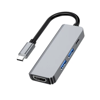 HUB USB de Tipo C A HDMI-compatible 4 En 1 Adaptador con 2 USB 3.0 PD Carga Divisor de Portátiles MacBook Pro/Air/Huawei Mate