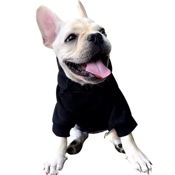 La moda de Bulldog francés Caliente del Invierno con Capucha Ropa de Perro Mascota Cachorro Padre-Hijo Traje Pug de Peluche Chaqueta de Abrigo para Perros Traje XQC26