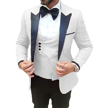 2023 de la Moda Nueva Capa Pantalón Diseños Negocio de Trajes de Fiesta para Hombres Formales Novio Patrón de Conjunto Blanco Slim Fit Traje de la Boda para hombres