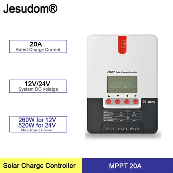 MPPT Controlador de Carga Solar 20A 12V24V Automático para Baterías de Litio Solares FOTOVOLTAICOS, Regulador del Cargador con el BT-1 ML2420