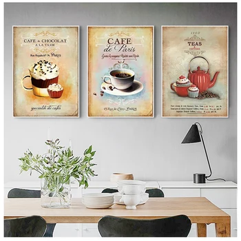 Nórdicos de pósters Vintage y Minimalista Café de Postre Lienzo de pintura Abstracta la Decoración del Hogar de la Cocina de Imágenes de la Pared Sin Marco