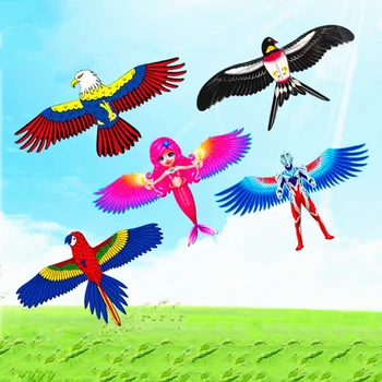 Envío libre 10pcs niños cometas volando juguetes tragar cometas tradicionales kite línea de los niños de la cometa animal cometas pe de plástico kite