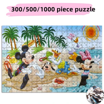 300 500 1000 Piezas De Dibujos Animados De Disney Puzzle De Mickey Minnie Mouse Beach Seaside Patrón De Rompecabezas De Juego Creativo De Los Niños De La Colección De Hobby