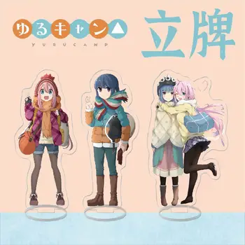 Anime Yuru Campamento de Acrílico del Soporte de la Figura de Acción de Juguete de Shima Rin japón rosa Kagamihara PVC Soporte de Sobremesa Modelo de Juguetes de Regalo