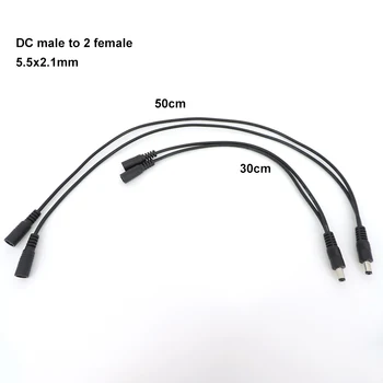 30cm de 0,5 m 2A DC 5.5x2.1 mm 1 macho a 2 forma de Poder de la mujer Splitter adaptador de Cable de alimentación del Enchufe del conector de la extensión de la franja de luz LED