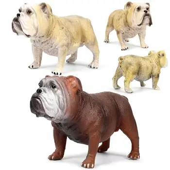 Bulldog Estatuilla Simulado el Aspecto Realista de Plástico de Escritorio Decoración de Pie Bulldog Modelo Animal para Niños
