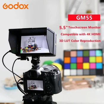 Godox GM55 4K Monitor de 5.5 Pulgadas, Cámara RÉFLEX digital 3D LUT IPS de la pantalla Táctil FHD de 1920 x 1080 en el Campo de Video Monitor Compatible con HDMI 4K