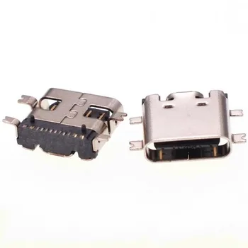 100PCS USB-Conector USB 3.1 Tipo C SMT completo pegar 16PIN de cuatro patas parche de carga rápida de la interfaz de 5A de alta corriente para el cargador adapte