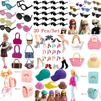 NK 30 CM de la Princesa de Plástico DIY Juguete Gafas de Sol Noble Bolsa de Moda Sombrero de Zapatos Diferentes Para Muñeca Barbie Accesorios de Niña de Don JJ