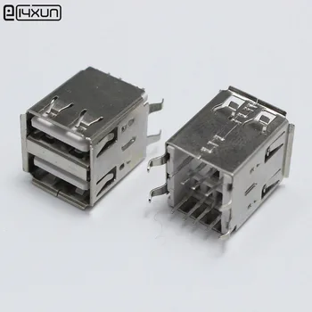 3pcs USB Tipo a Hembra Conector de la Soldadura 180 / 90 Grados Doble Clavija Jack de BRICOLAJE Conectores