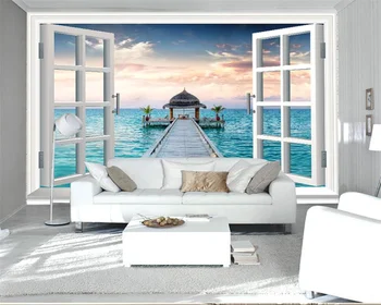 beibehang Personalizado moderno hermosa playa dormitorio sala de estar de fondo de papel tapiz papel de parede de pared papeles de decoración para el hogar