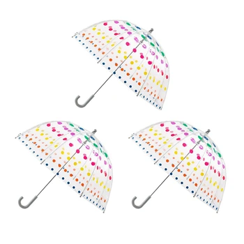 3X Kid Claro Burbuja Paraguas de los Hombres Y de las Mujeres los Niños del Paraguas Transparente de Mango Largo de la Moda Paraguas