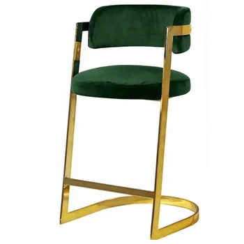 Caliente la venta de taburete de bar sillas Modernas de Latón de Color Verde de Terciopelo sillas de bar