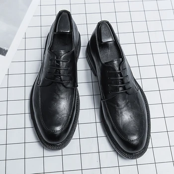 De los hombres zapatos de cuero negro de Alta calidad de la PU de baja-top casual, fiesta de la boda zapatos de vestido de Negocio de la Oficina de caballero, zapatos de 2023 nuevo