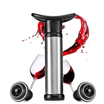 LMETJMA Bombeo de Vacío de Vino Tapón de Acero Inoxidable Vino Saver con 2 de Vacío Tapones de Botella de Vino Fresco Mantener a los 14 Días KC0818-2
