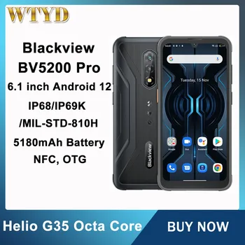 Blackview BV5200 Pro Robusto Teléfono MTK G35 Android12 4 GB 64 GB de Teléfono Móvil de 13MP Camare ArcSoft 5180mAh NFC teléfono Móvil