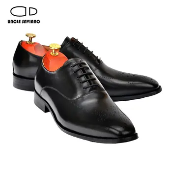 Tío Saviano Oxford Brogue Hombres Zapatos De Vestir De Boda Mejor Hombre De Zapatos Hechos A Mano De Cuero Genuino De La Oficina De Negocios Del Diseñador Zapatos De Los Hombres