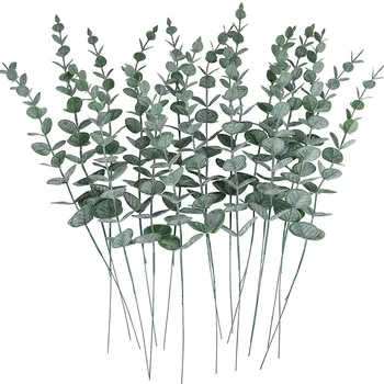 24Pcs Artificial de las Hojas de Eucalipto Tallos Real Gris Verde de las Ramas de la Oficina en Casa Banquete de Bodas Arreglos Florales