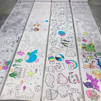 300X30cm Portátiles a los Niños de la Coloración del Rollo de Papel de Pared Colorear Dibujo de la etiqueta Engomada del Arte del Papel Craf Creativo Principios de Juguete Educativo