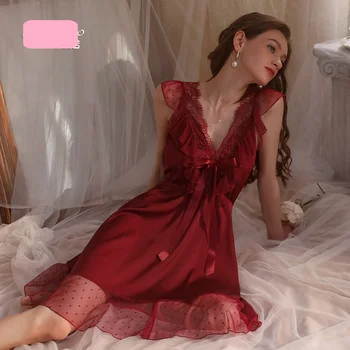 Nueva Moda Mujeres Sexy V-Cuello la Correa de Espagueti Sleepdress Elegante Dama de la Casa Caliente Vestido de Sólidos Camisón Picante Noctámbulo