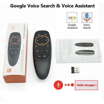 G10S Voz Air Mouse Remoto 2.4 G RF con 6 ejes Giroscopio y de IR Aprendiendo de Voz de Entrada Mouse para Android TV Box/Smart TV, etc