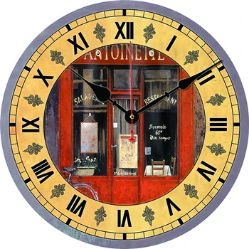 Vintage De La Tienda De Cocina Redondo Reloj De Pared De Gran Comedor Restaurante Cafe Decorativo Reloj De Pared De Silencio No Marcando Agradable Para Regalo