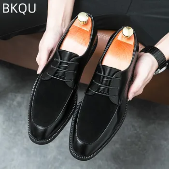 Casual Hombres Formales de los Zapatos de Cuero Elegante de Encaje Moda Cómoda y Portátil al aire libre de Costuras de Negocios Formal de los Zapatos de Cuero