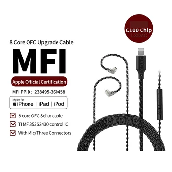 Teléfono de reemplazo de Cable de Audio de los Auriculares Cable de Actualización de 8 núcleos de Alambre Convexo 0.78 mm MMCX para IOS IPhone ZST ZSN PRO