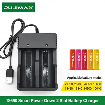 PUJIMAX USB 2-Ranura 18650 Cargador de Batería Inteligente de Carga para 26650 21700 14500 26500 22650 26700 Recargable de Li-ion de la Batería