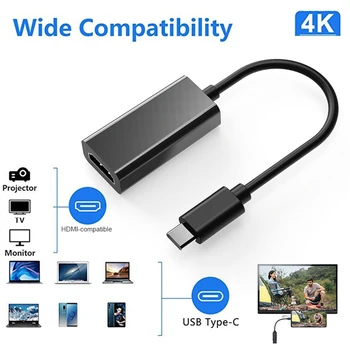 Tipo C a HDMI Cable compatible con Ultra HD 4k USB 3.1 HDTV Cable Adaptador Convertidor para MacBook Chromebook de Samsung S9 S10