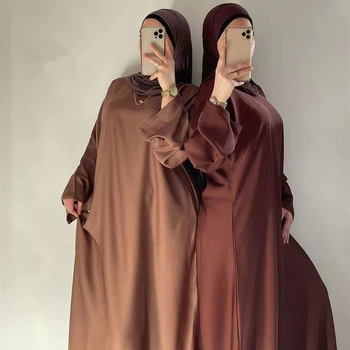 2023 de la Moda de Raso Sliky Chilaba Vestido de Musulmán Dubai Longitud Completa de la Llamarada de la Manga Suave y Brillante Abaya Dubai, Turquía Abaya hiyab