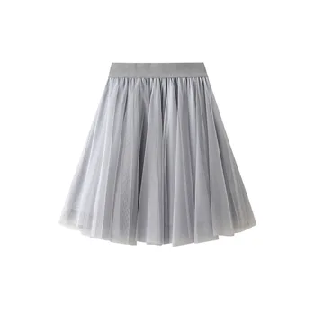 2023 Nuevo Estilo coreano Mini Falda de las Mujeres para la Primavera Verano de la Alta Cintura de la Burbuja Delgado Plisado Una Línea de Tul de la Falda Corta Mujer