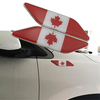 2PCS Accesorios Cromados Auto Fender Recorte 3D etiqueta Engomada de la Calcomanía de Alemania francés de América Canadá Bandera Insignia del Logotipo Emblema Universal